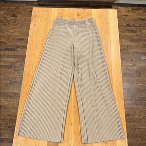 Aritzia Beige Pleated Wide-Leg Pants